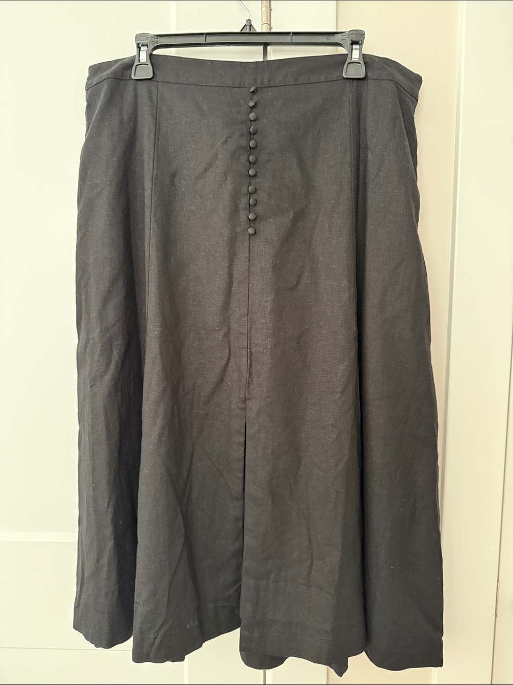 Linen Blend Black A-Line Skirt